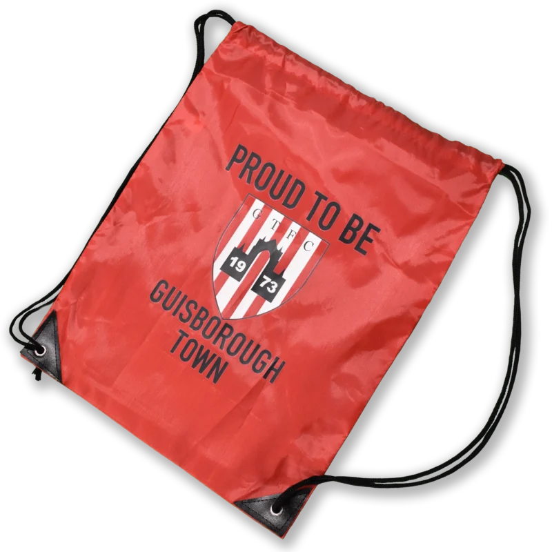 Proud to be Guisborough Town drawstring bag.