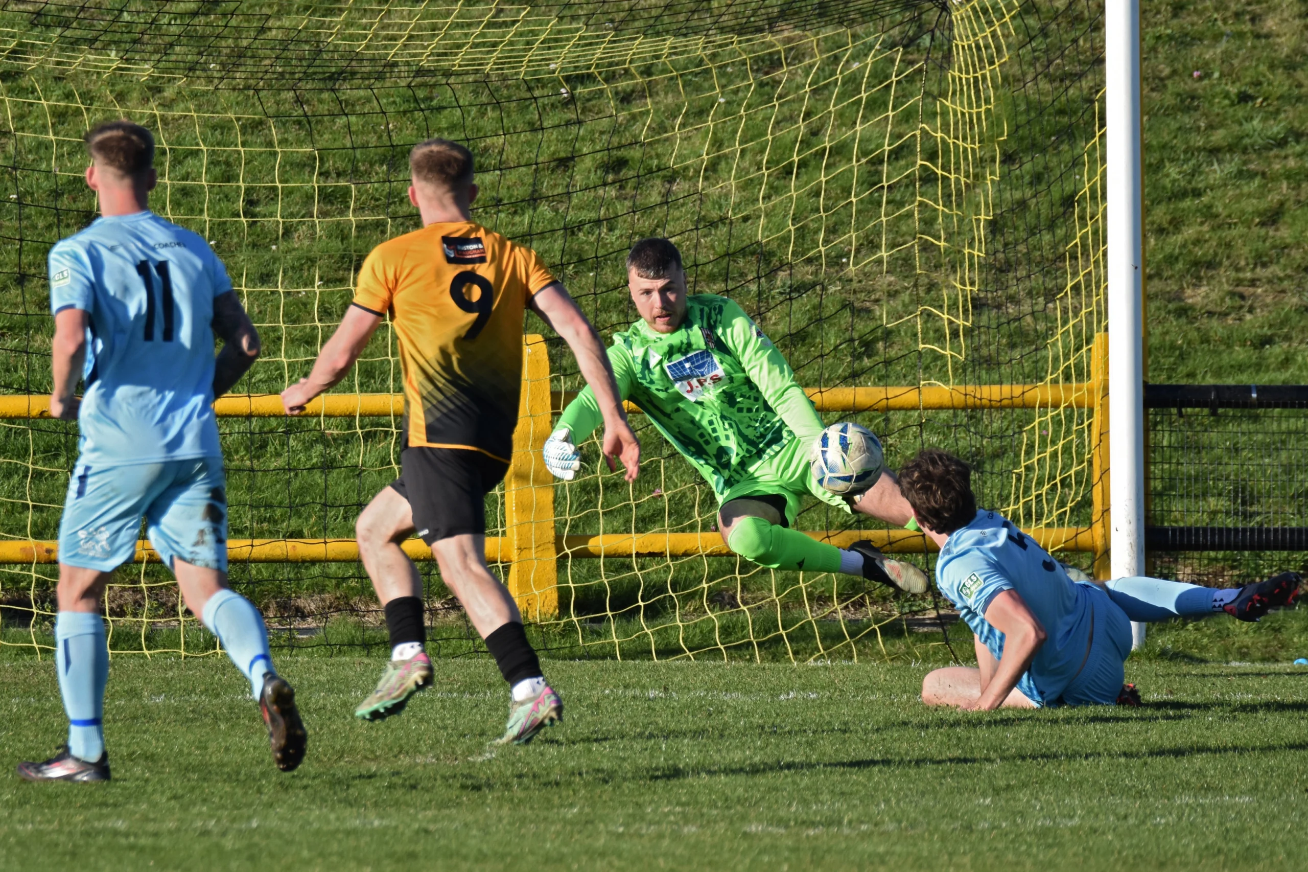 Ryan Catterick makes a smart save