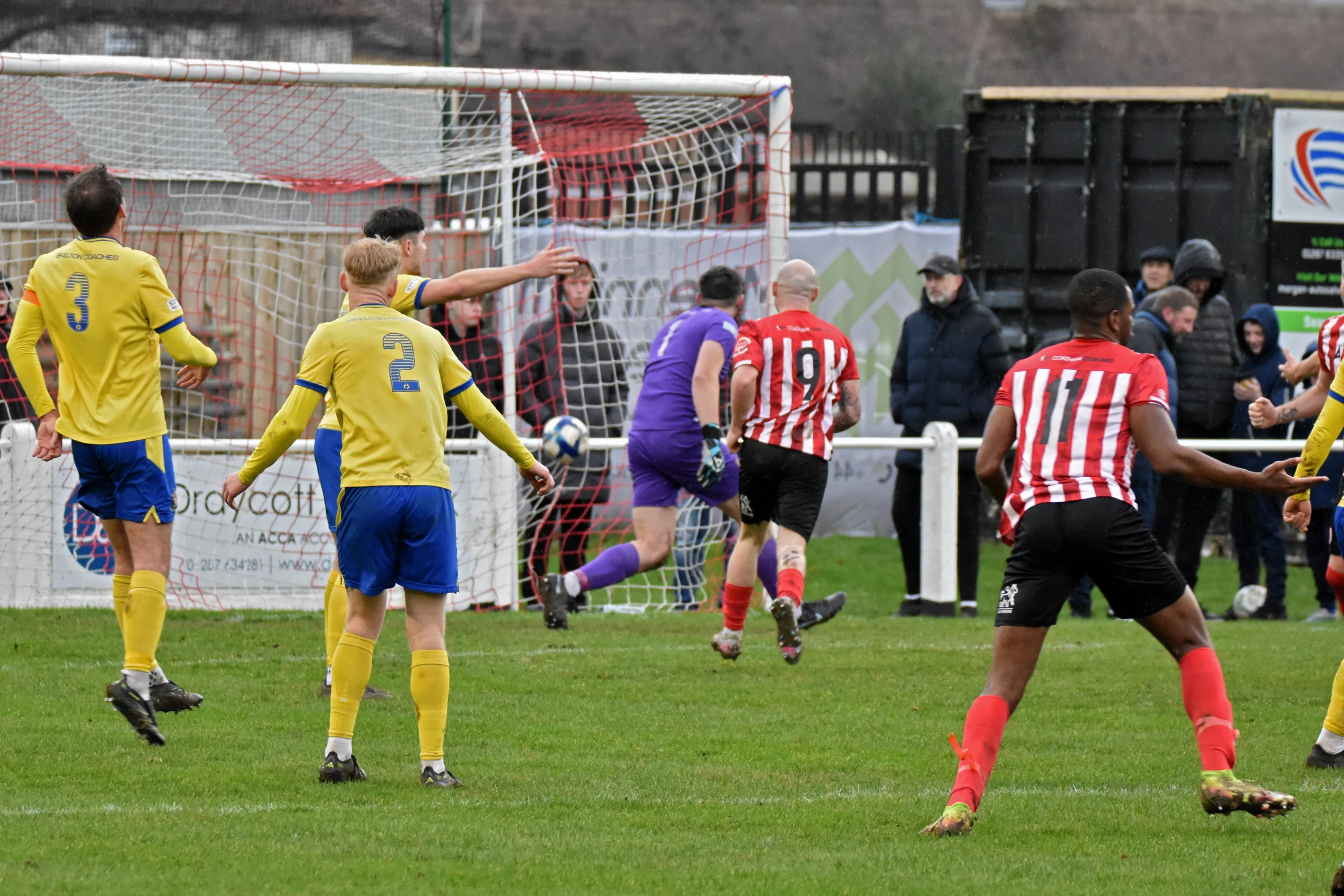 Tolu turns to celebrate as Guisborough break the deadlock.