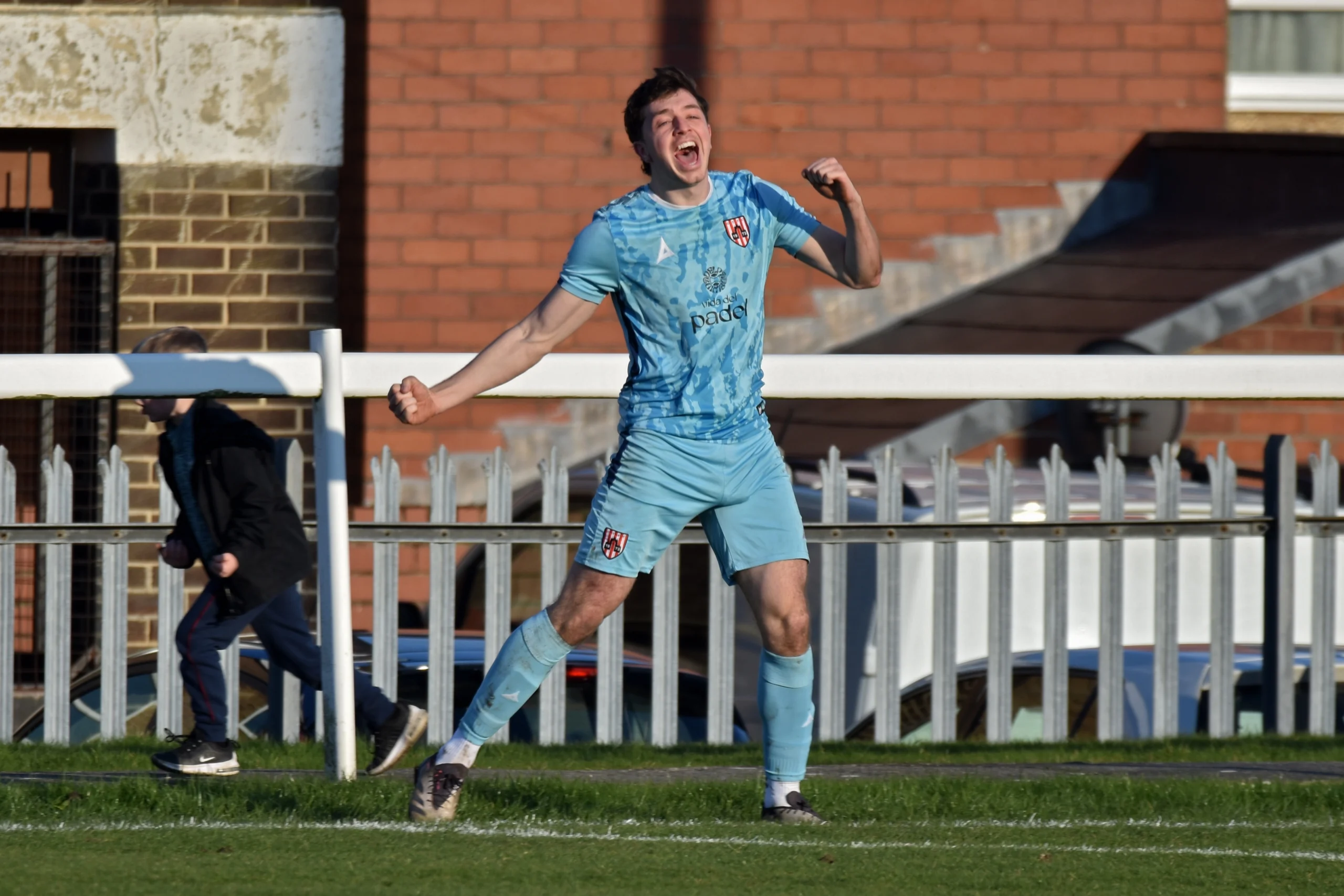 James Frazer celebrates his second goal of the game.