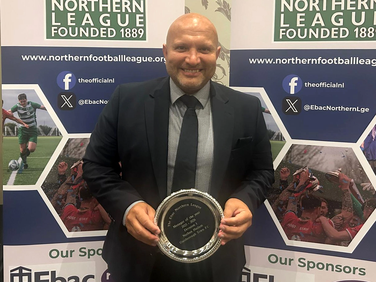 Northern League Manager of the Year for 2025/26, Nathan Haslam.
