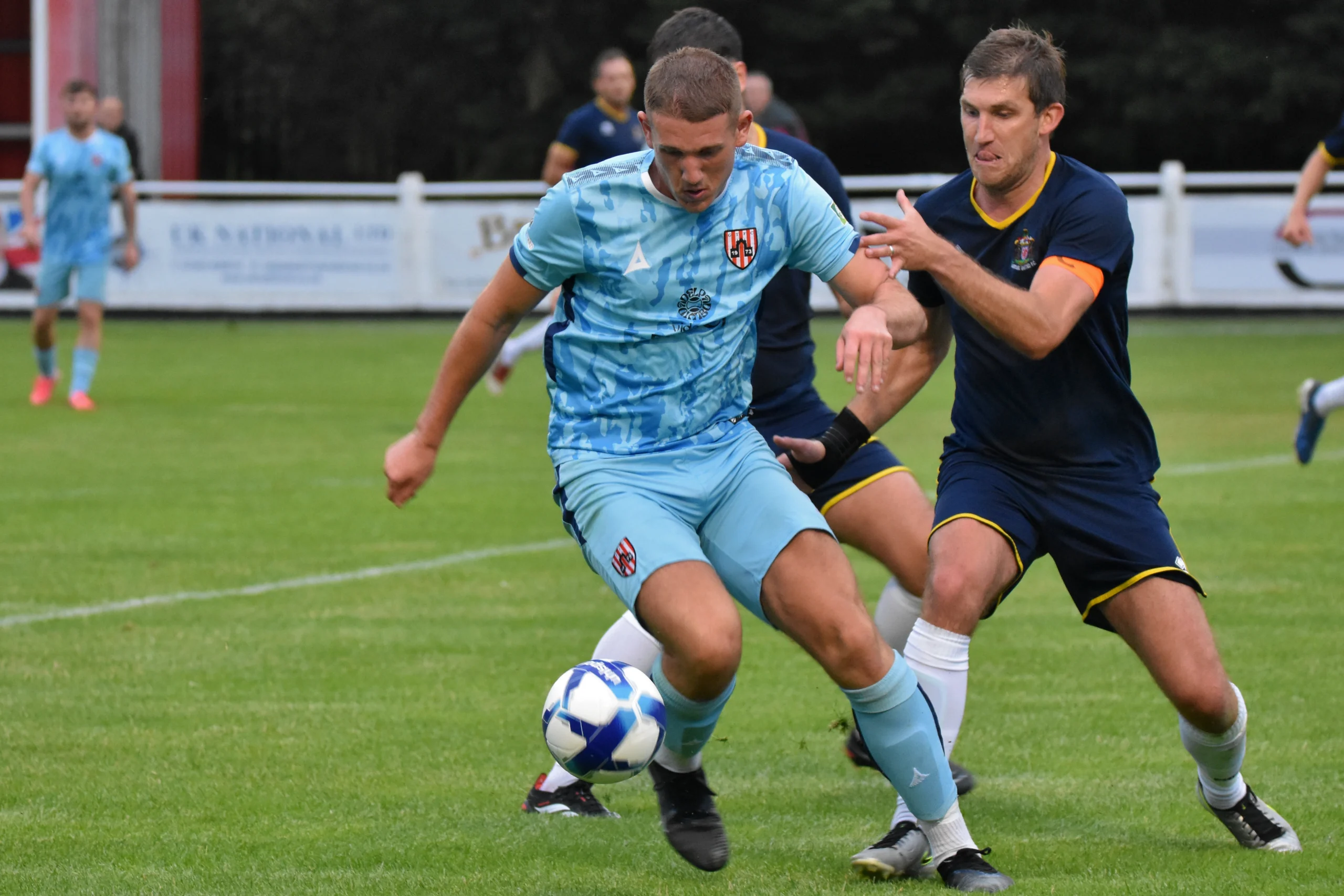 260714_JBM_0392 New signing Noah Cunningham was a handful throughout the game.